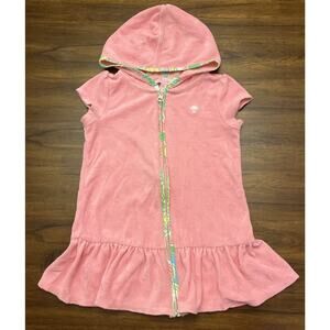 Lilly Pulitzer Pink Short Sleeve Full Zip Terry Cloth Swim Cover Up Girls S/4-5